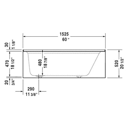 Architec Alcove Tub, 60 x 32 x 19-1/4 in, Left Hand Drain, White