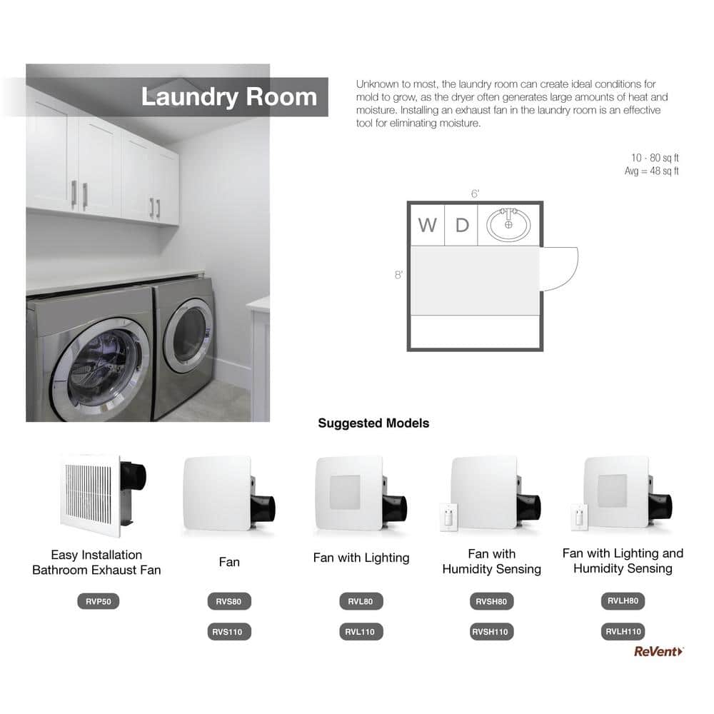 80 CFM Ceiling/Wall Mount Easy Roomside Installation Bathroom/Bath Exhaust Fan with Adjustable LED Lighting, ENERGY STAR