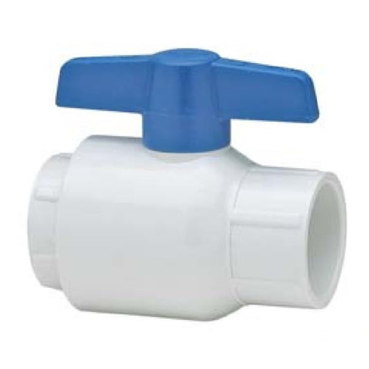 1-Piece Ball Valve, 1-1/2 in, Socket, Standard Port, PVC Ball, PVC