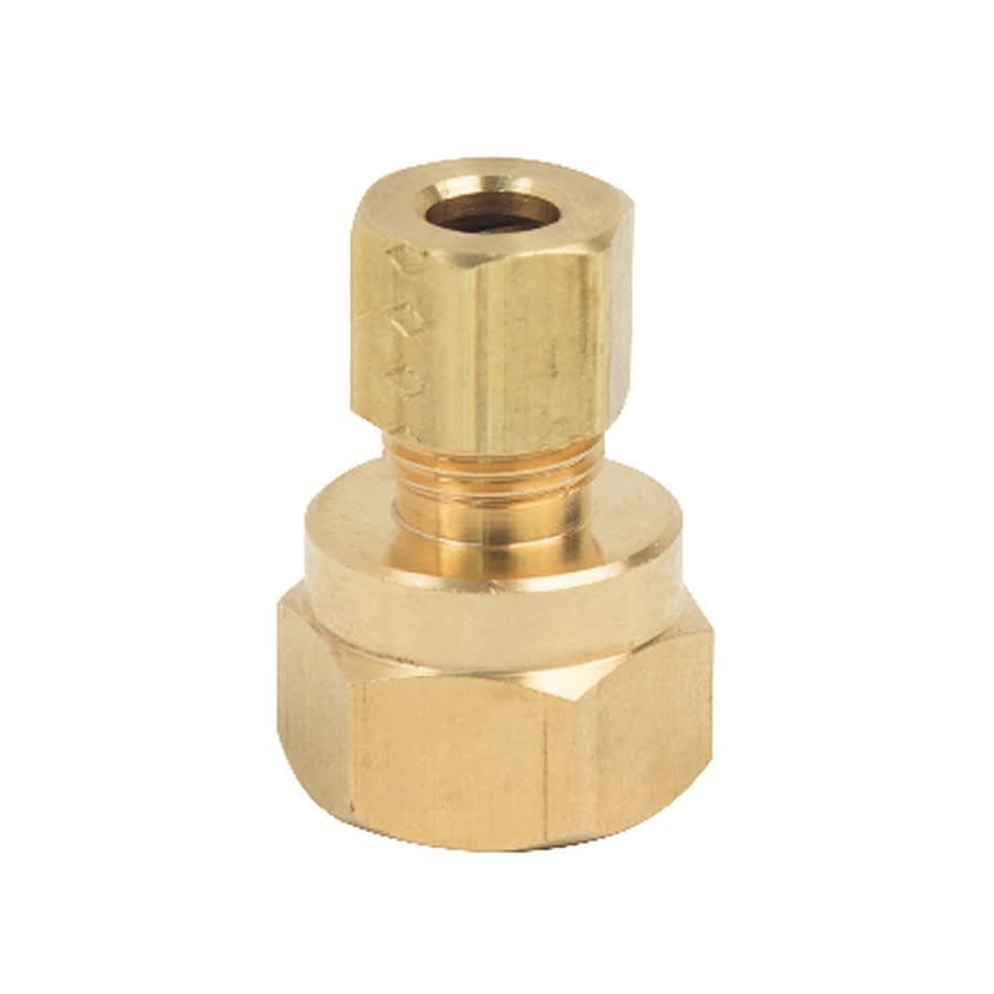 Union, 1/4 x 3/8 in, Comp x FNPT, Brass, Rough Brass, Domestic