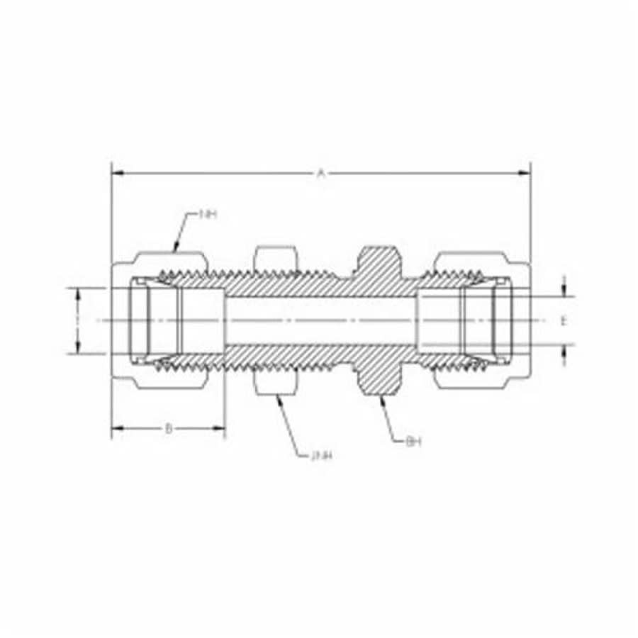 CBC-Lok® DBHU Double Ferrule Bulkhead Union, 1/2 in, Tube, Brass