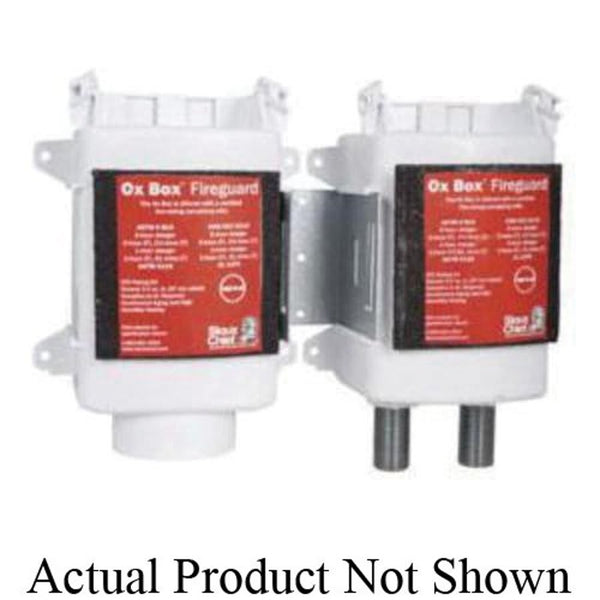 OxBox™ Fire Rated Washing Machine Outlet Box With Arrester, 1/2 in Inlet x 3/4 in, F1960 PEX Grip Inlet x Male Hose Thread Outlet, ABS