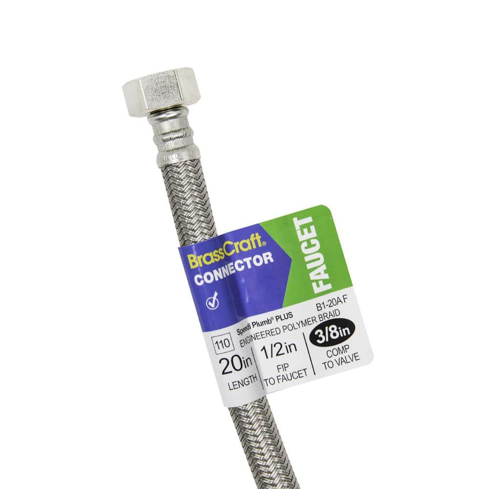 3/8 in. Compression x 1/2 in. FIP x 20 in. Braided Polymer Faucet Supply Line