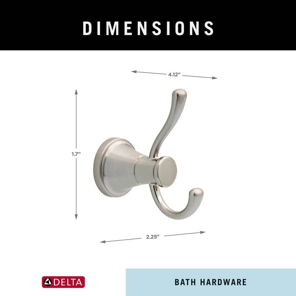 Casara Double Towel Hook Bath Hardware Accessory in Brushed Nickel