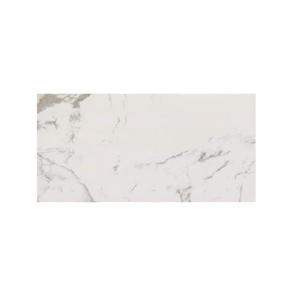 Carrara 12 in. x 24 in. Polished Porcelain Stone Look Floor and Wall Tile (16 sq. ft./Case)