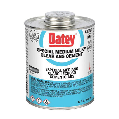 Medium Body Cement, 1 qt, Milky Clear, For ABS