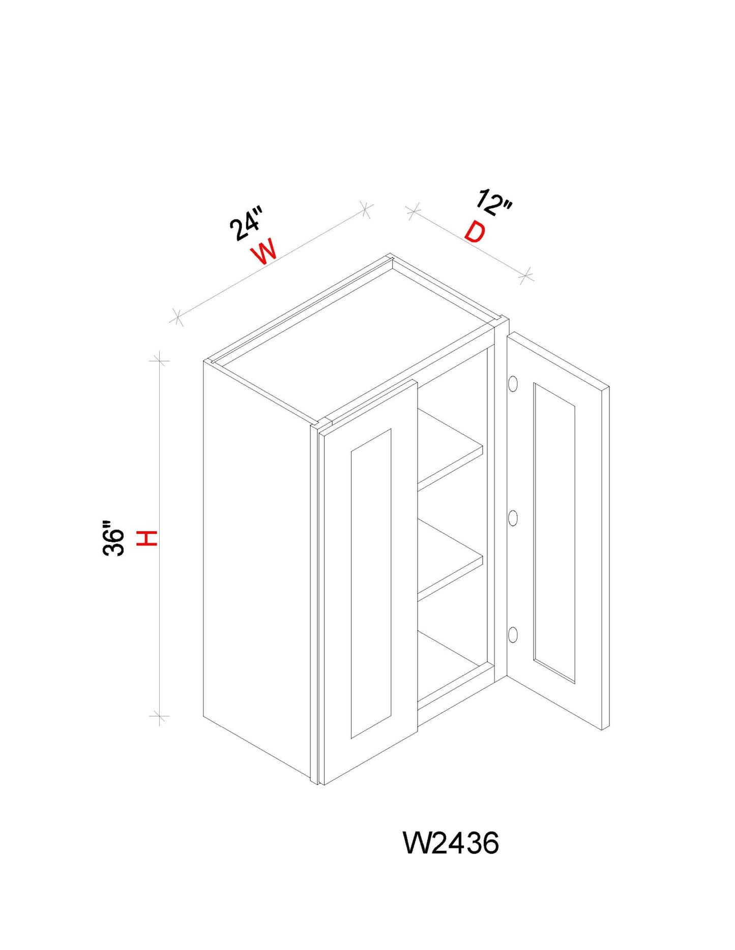 Wall Cabinet - 24"W x 36"H x 12"D