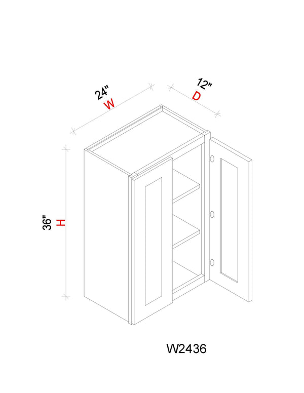 Wall Cabinet - 24"W x 36"H x 12"D