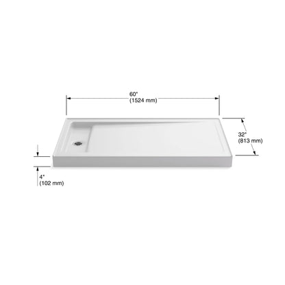 Bellwether 60" x 32" Single Threshold Shower Base with Recessed Left Drain