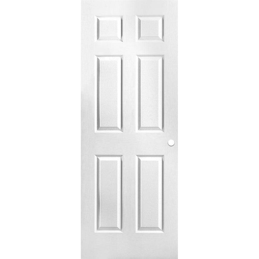 30 in. x 80 in. 6 Panel Textured Hollow Core Primed Composite Interior Door Slab with Bore