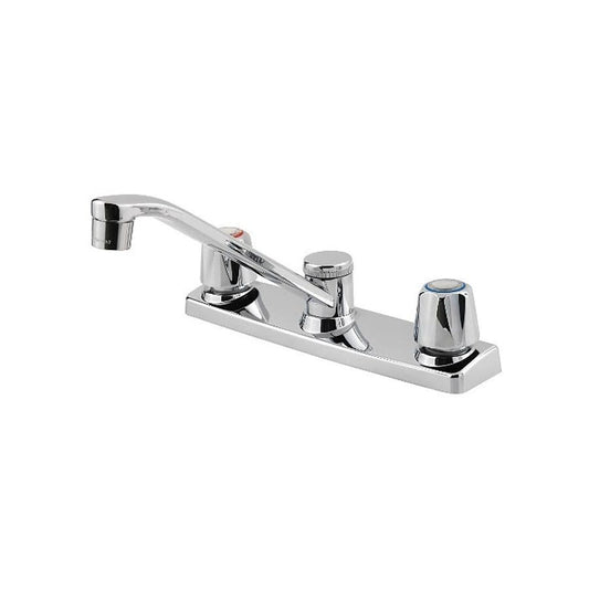 Pfirst Series™ Kitchen Faucet, Deck Mount, 2 Knob Handle, 3-Hole, Polished Chrome