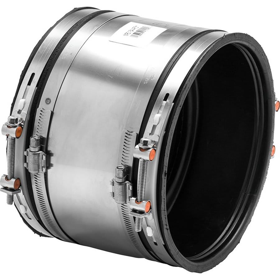 Shielded Transition Coupling, 4 in, Rubber/Stainless Steel