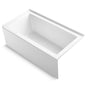 Underscore 60" Acrylic Soaking Bathtub for Three Wall Alcove Installation with Right Drain, Integral Apron and Flange - Overflow Not Included