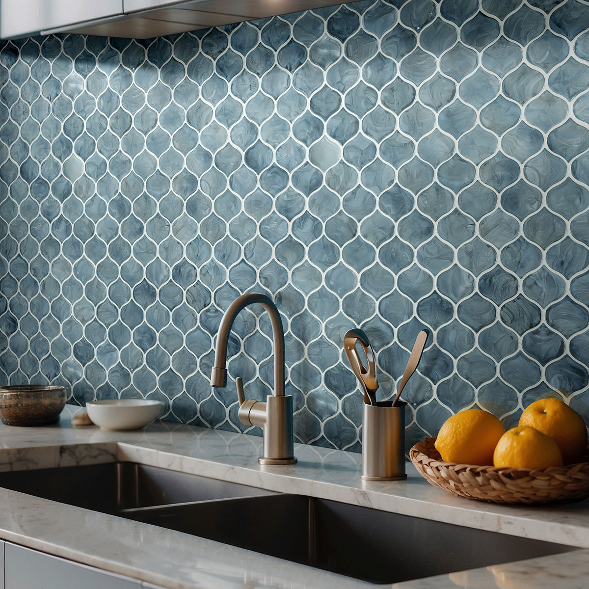 Blue Shimmer Arabesque Tile