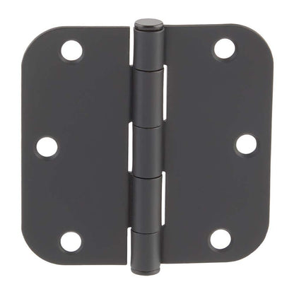 3-1/2 in. x 5/8 in. Radius Matte Black Door Hinge Value Pack (24-Pack)