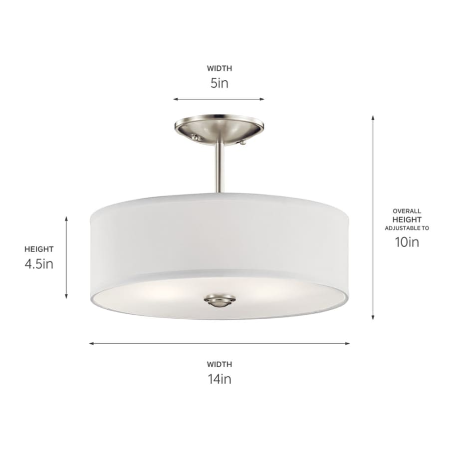 Shailene 3 Light 14" Wide Semi-Flush Drum Ceiling Fixture