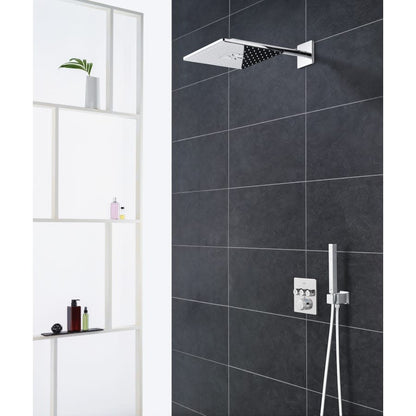 Rainshower 1.75 GPM Multi Function Square Shower Head with Shower Arm, Flange, and Rough-In Set