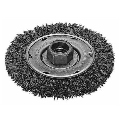 Wheel Brush, 4 in Dia Brush, 1/2 in W Face, 0.014 in Dia Crimped Filament/Wire, 5/8-11 Arbor Hole