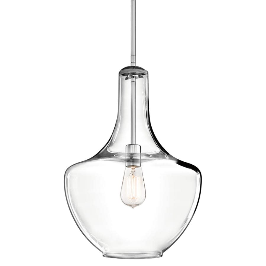 Everly Single Light 14" Wide Pendant with Bell Glass Shade