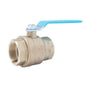 2-Piece Ball Valve, 1/2 in, FNPT, Full Port, Plated Brass Ball, Brass