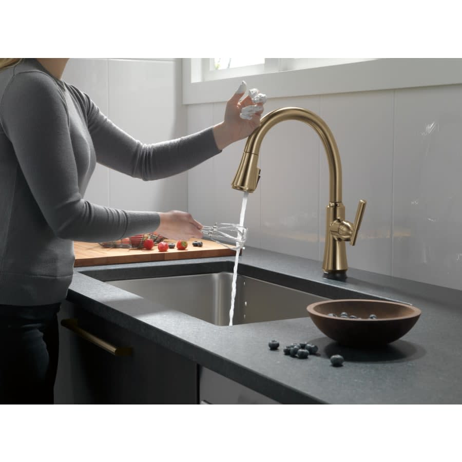 Coranto 1.8 GPM Single Hole Pull Down Kitchen Faucet with On/Off Touch Activation, Magnetic Docking Spray Head and ShieldSpray