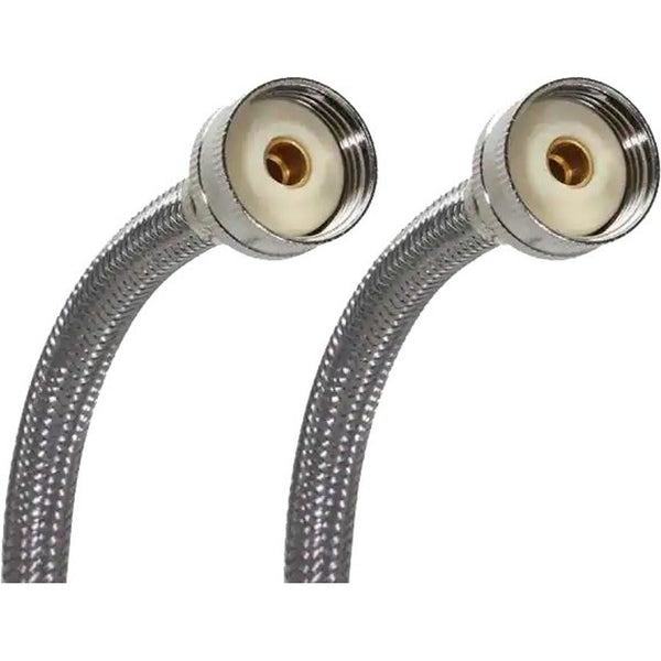 Flexible Water Supply, 3/4 in, Female Hose Thread, 60 in L, Stainless Steel