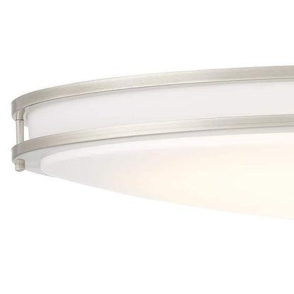 DC Series 32 in. 1-Light Modern Brushed Nickel Selectable Dimmable LED Oval Flush Mount with White Acrylic Shade