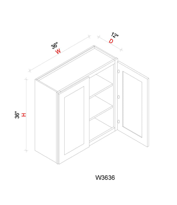 Wall Cabinet - 36"W x 36"H x 12"D