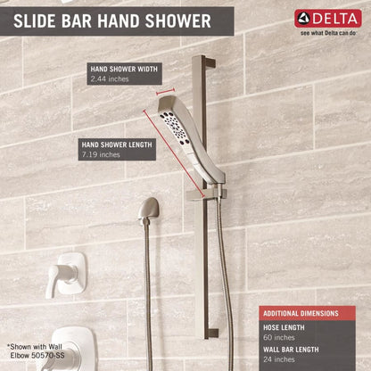 1.75 GPM Hand Shower Package with H2Okinetic and Touch-CleanÂ® Technologies - Includes Hand Shower, Slide Bar, Hose, and Limited Lifetime Warranty