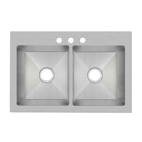 Sault 33" Drop In, Undermount Double Basin Stainless Steel Kitchen Sink