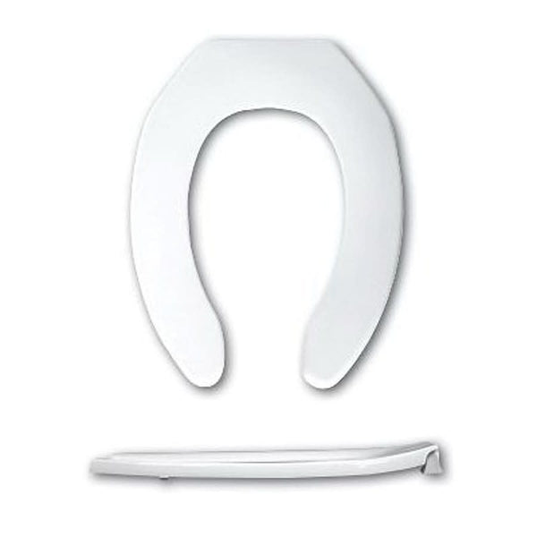 Toilet Seat, Elongated Bowl, Open Front, Less Cover, Plastic, White
