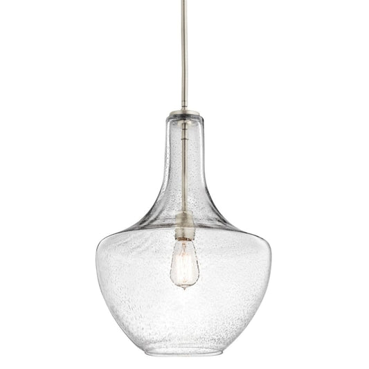 Everly Single Light 14" Wide Pendant with Seedy Glass Shade