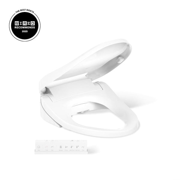 PureWash E820 Elongated Bidet Toilet Seat with Remote Control, Heated Seat, Adjustable Water Temperature, Self-Cleaning UV Technology, Warm-Air Drying System, Automatic Deodorization, and LED Night Light