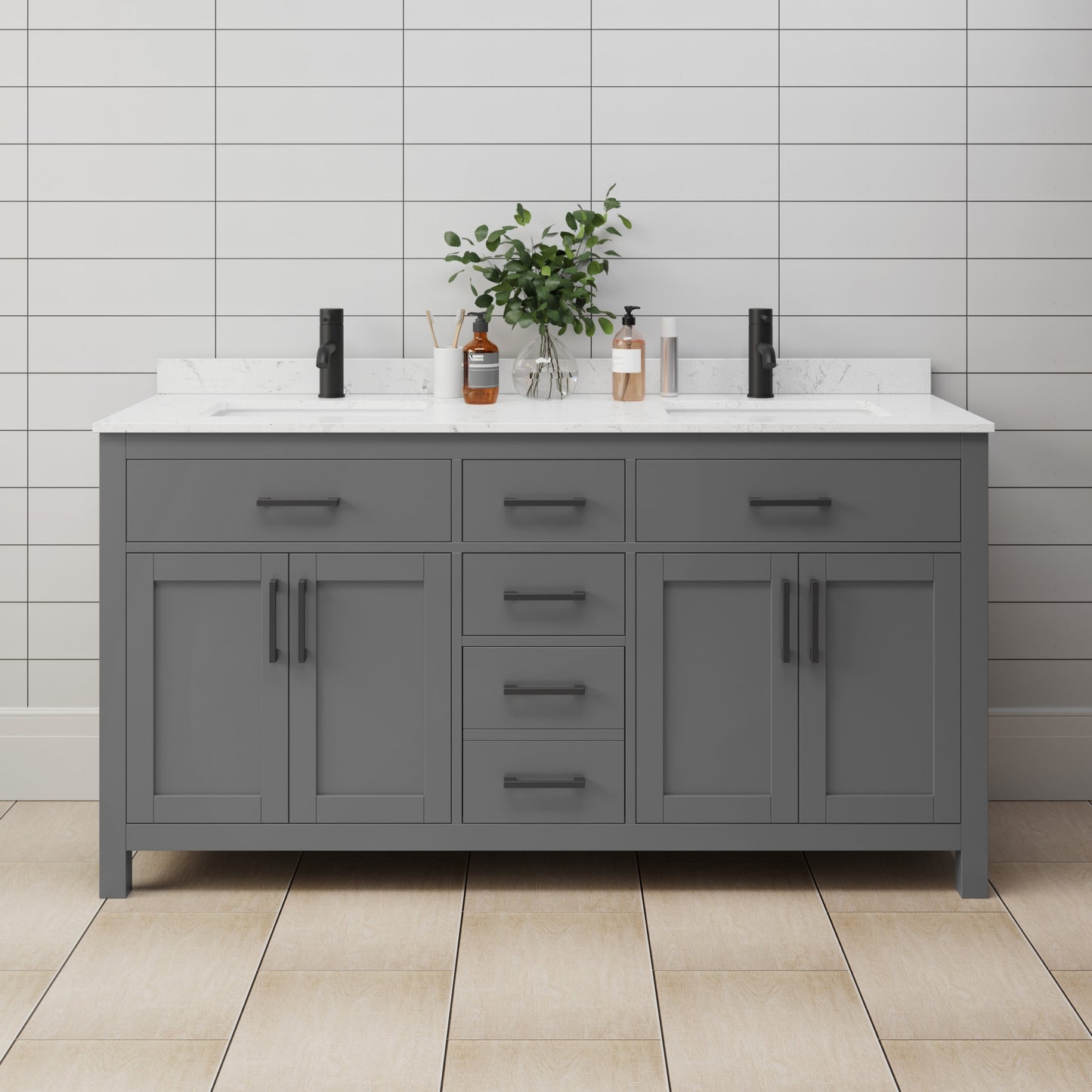 Beckett Double Bathroom Vanity - 66W x 35H x 22D
