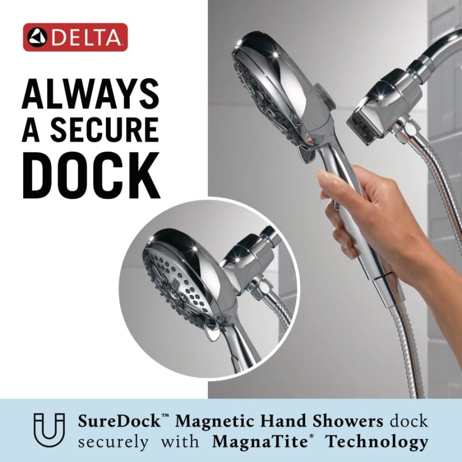 Universal Showering 1.75 GPM Multi Function Hand Shower Package with SureDock Integrated Shower Arm holder - Limited Lifetime Warranty