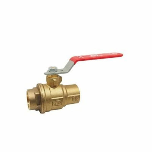2-Piece Ball Valve, 1-1/4 in, C, Full Port, Plated Brass Ball, Brass