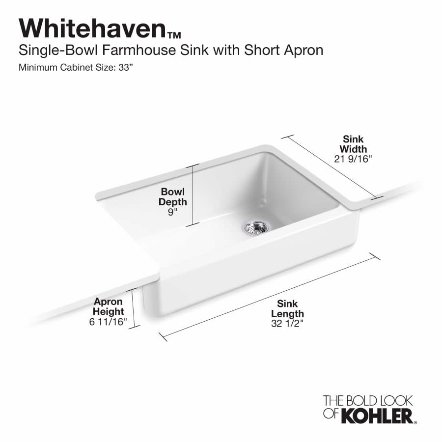 Whitehaven 32-1/2" Undermount Single Basin Cast Iron Kitchen Sink