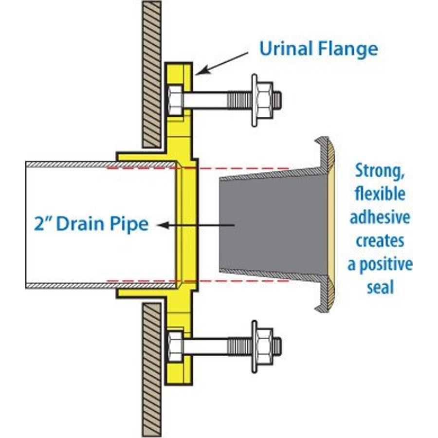 Wax-Free Urinal Seal, For Use With 2 in, Drain Pipe, PVC, Black