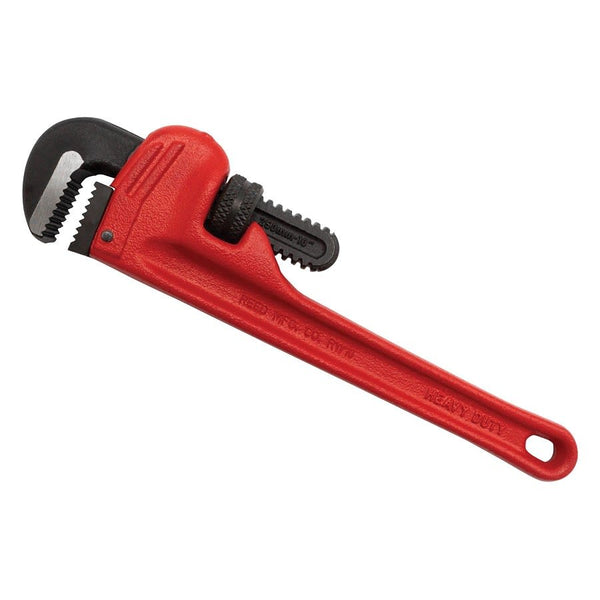 Straight Pipe Wrench, 1/8 to 1-1/2 in Pipe, 10 in OAL, Heel Jaw, Ductile Iron Handle