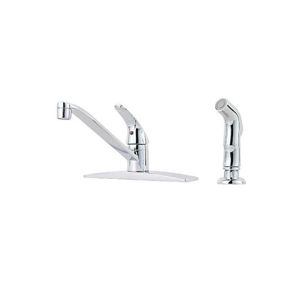 Pfirst Series™ Kitchen Faucet, Deck Mount, ADA, 1 Lever Handle, 4-Hole, Polished Chrome