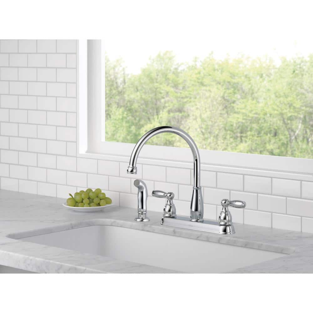 Foundations 2-Handle Standard Kitchen Faucet with Side Sprayer in Chrome