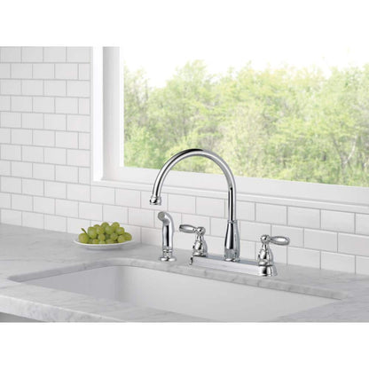 Foundations 2-Handle Standard Kitchen Faucet with Side Sprayer in Chrome