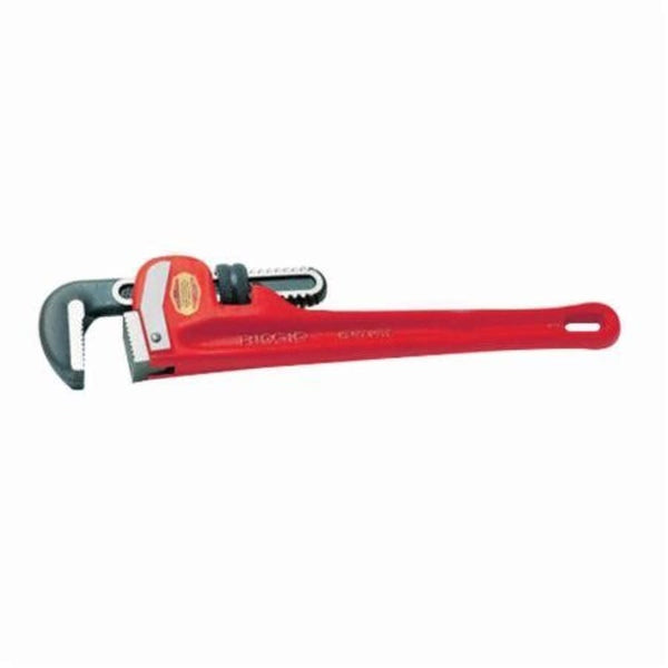 Straight Pipe Wrench, 1 in, Floating Forged Hook Jaw, Ductile Iron Handle, Red