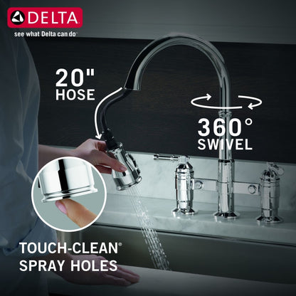 Broderick 1.8 GPM Widespread Bridge Pull Down Kitchen Faucet