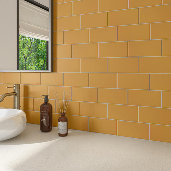 Color Wheel Linear Matte Mustard Rectangle 2X8 Matte