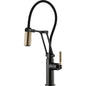 1.8 GPM Pre-Rinse Pull-Down Kitchen Faucet with Dual Jointed Articulating Arm, Knurled Handle and Black Hose