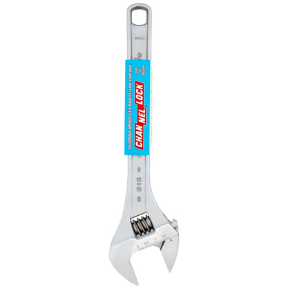 15 in, Adjustable Wrench, 1-1/2 in Wide, Chrome