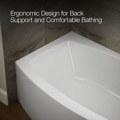60" Three Wall Alcove Curved Apron Soaking Tub with Right Hand Drain