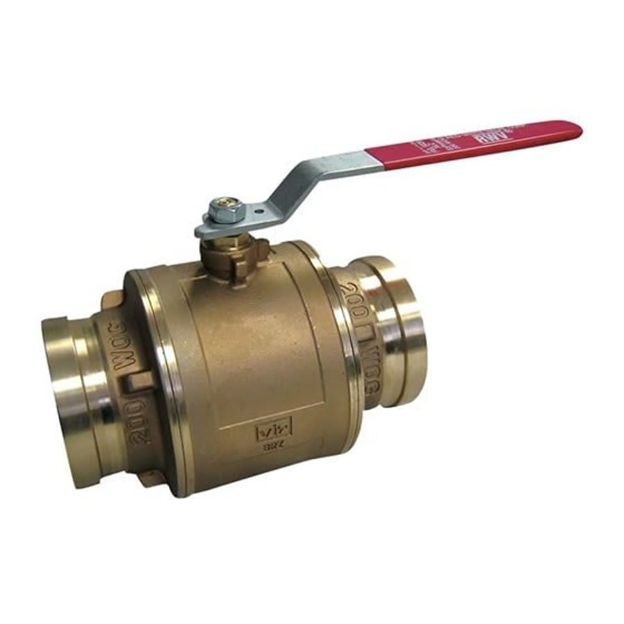 2-Piece Ball Valve, 2-1/2 in, Press, Full Port, Plated Brass Ball, Bronze