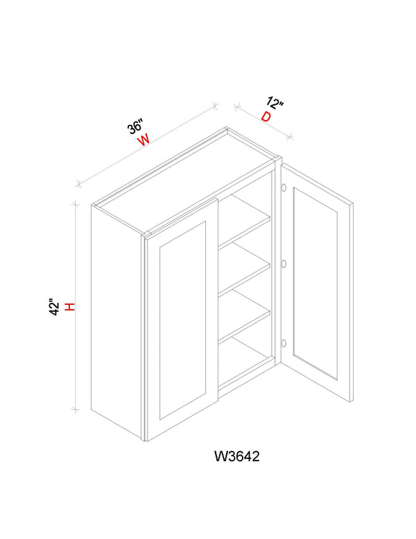 Wall Cabinet - 36"W x 42"H x 12"D
